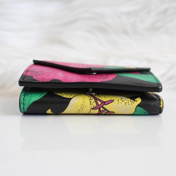 New Balenciaga Tropical Floral Logo Mini Papier Trifold Compact Wallet Small - Picture 3 of 9